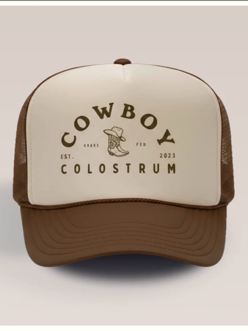 Cowboy Colostrum Trucker Hat - Cream & Brown